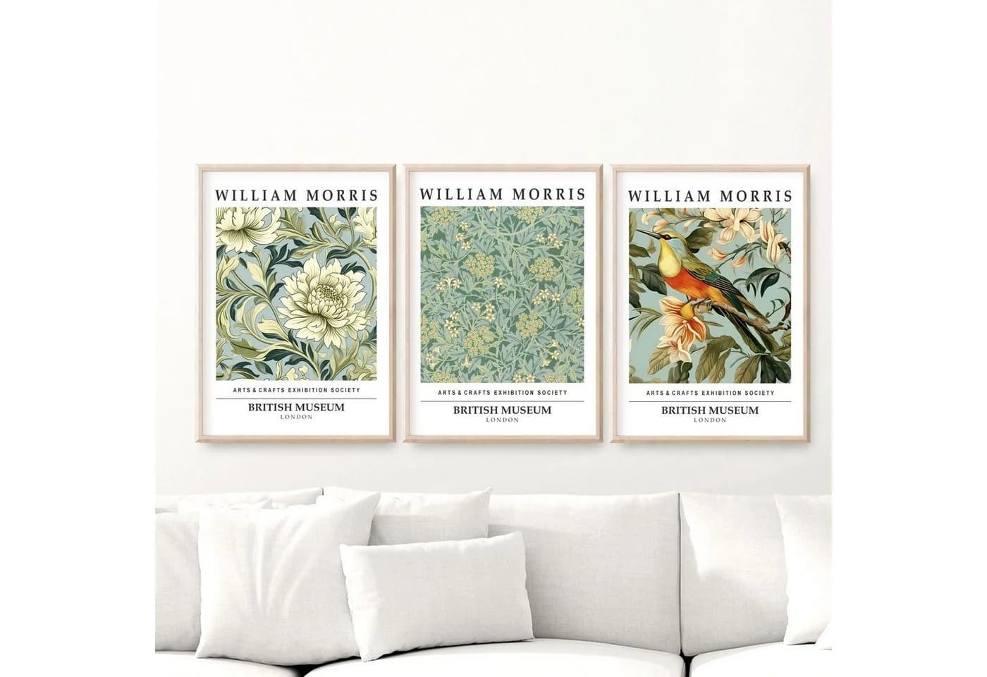 homestyle-accessoires William Morris 3er Set Kunstdrucke Wandbilder Ohne Rahmen