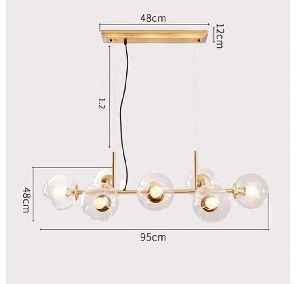 ZMH LED Pendelleuchte Glas Kugel 8-flammig Retro Transparent - Bild 4