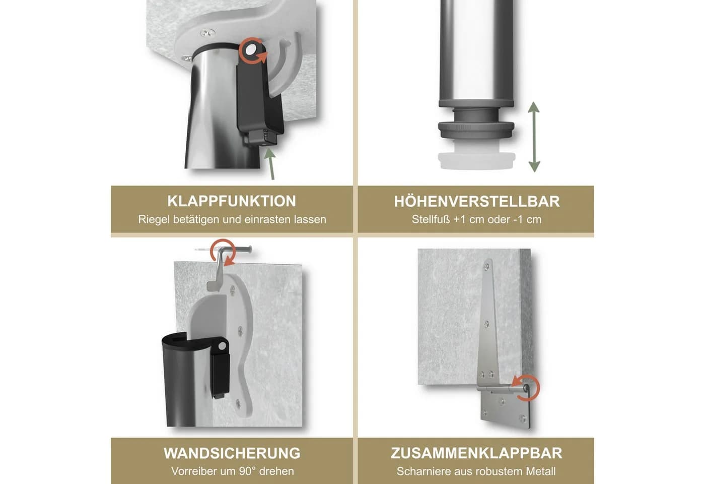 KDR Produktgestaltung Klapptisch 80x50 Wandklapptisch Beton - Bild 4