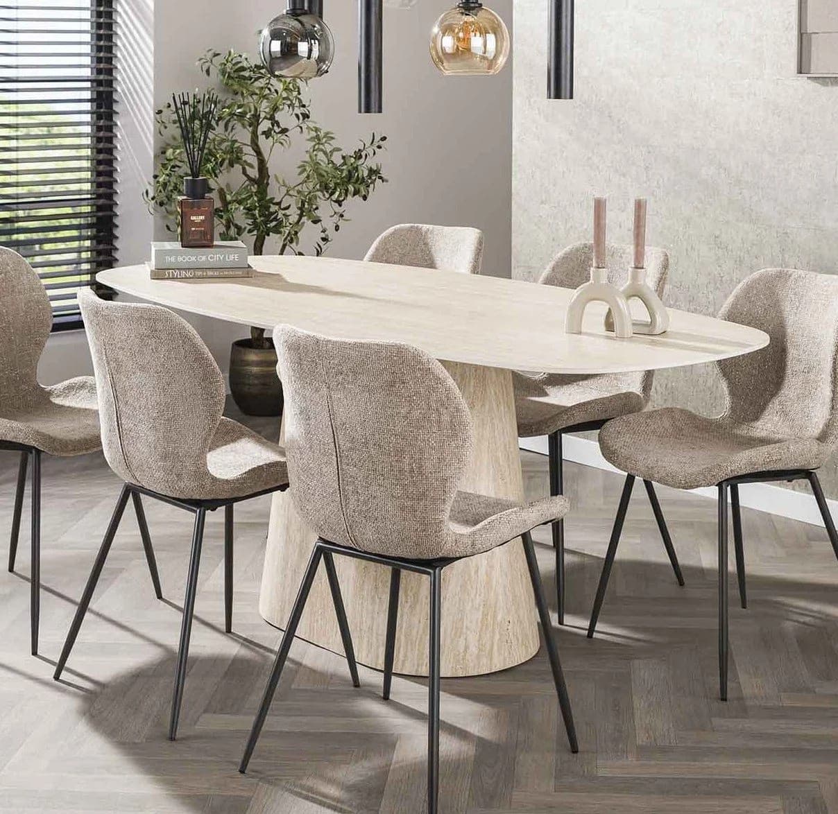 Maison ESTO Esstisch Percino Oval Keramik Travertinoptik - Bild 2