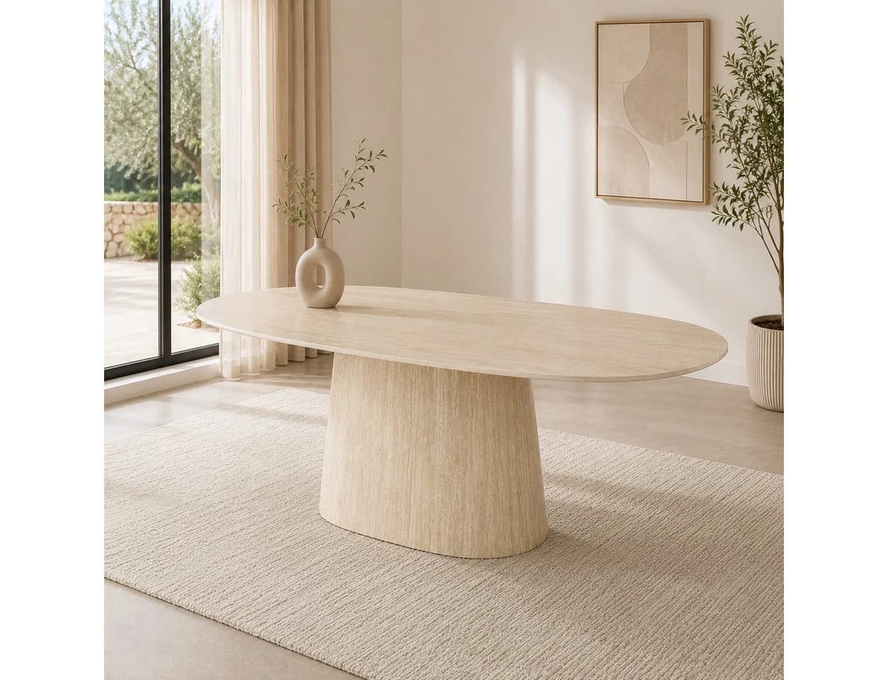 LEVEN Lifestyle Esstisch TRAVENTO 180 cm oval, Keramik-Tischplatte in Travertinoptik - Bild 2