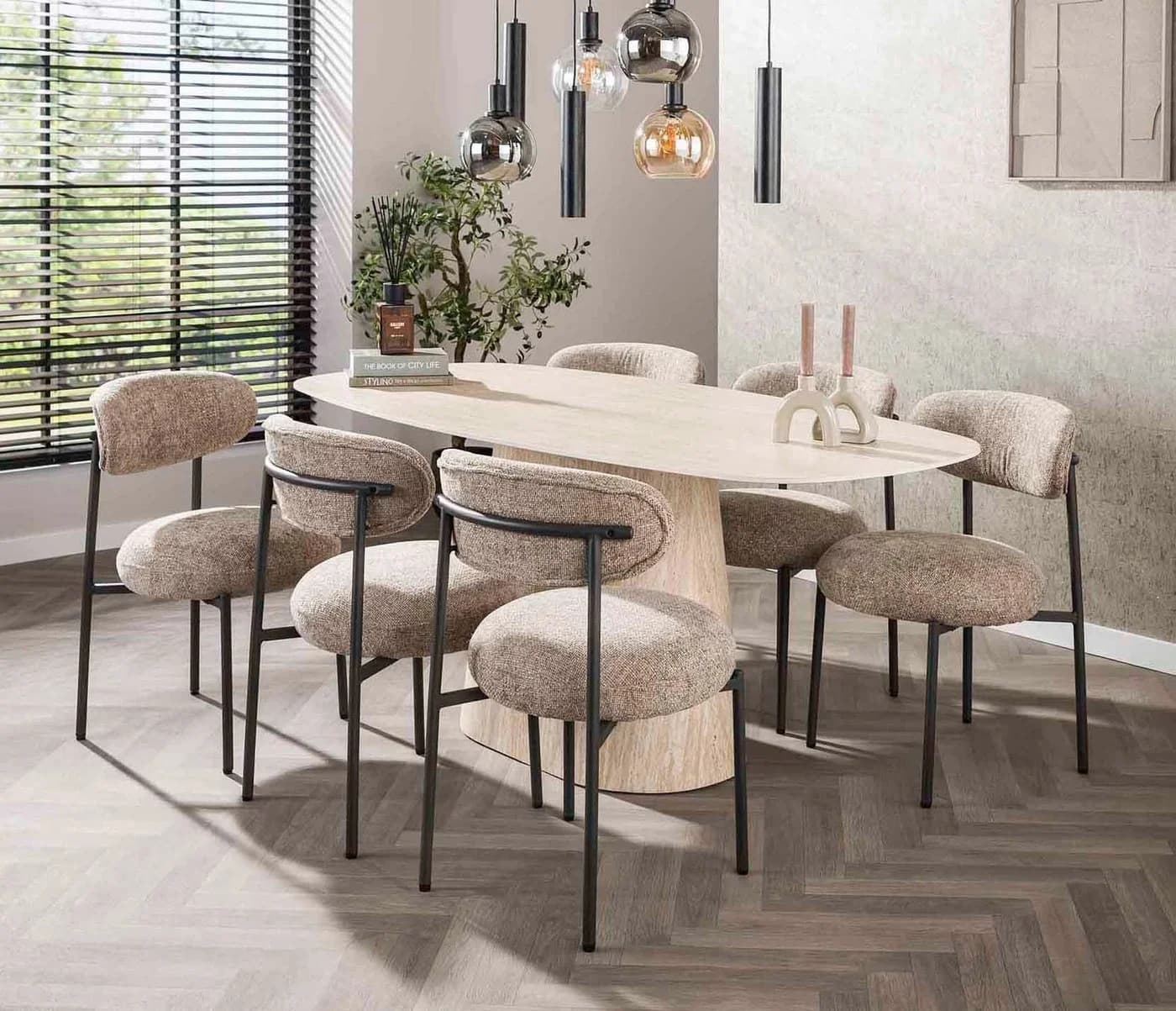 LEVEN Lifestyle Esstisch TRAVENTO 180 cm oval, Keramik-Tischplatte in Travertinoptik - Bild 3