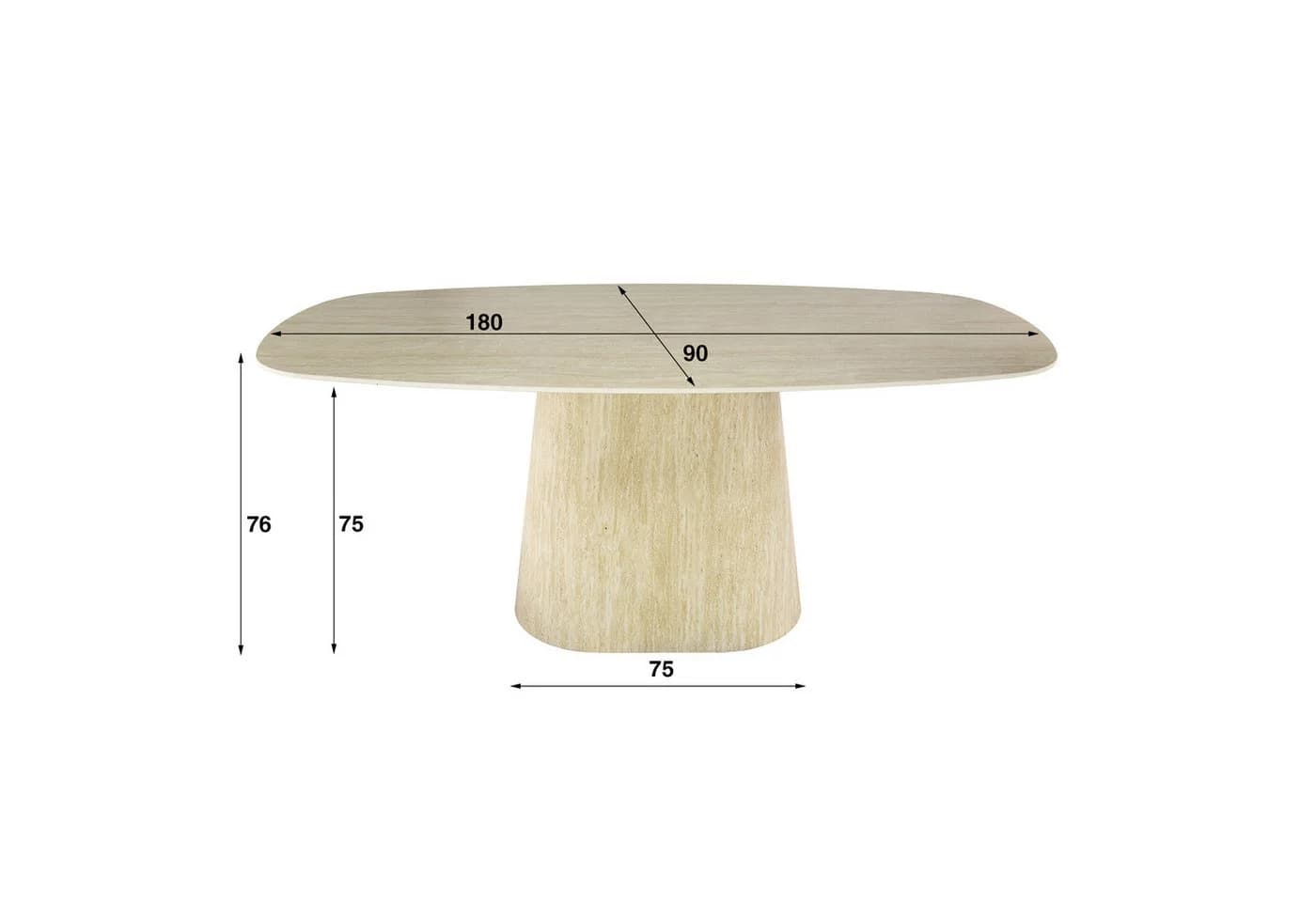LEVEN Lifestyle Esstisch TRAVENTO 180 cm oval, Keramik-Tischplatte in Travertinoptik - Bild 4