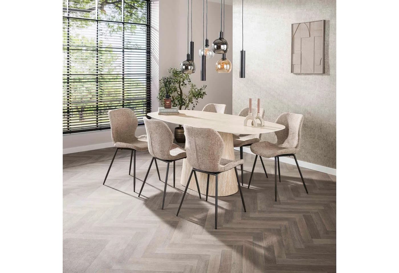 LEVEN Lifestyle Esstisch TRAVENTO 180 cm oval, Keramik-Tischplatte in Travertinoptik - Bild 5