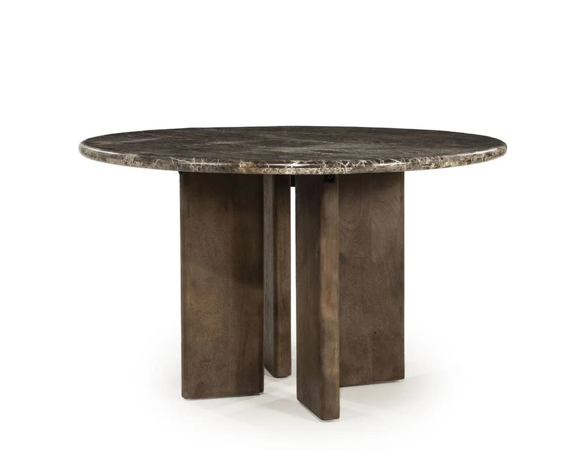 LEVEN Esstisch Lerida Marmor Mangoholz Rund Hotel-Chic - Bild 2