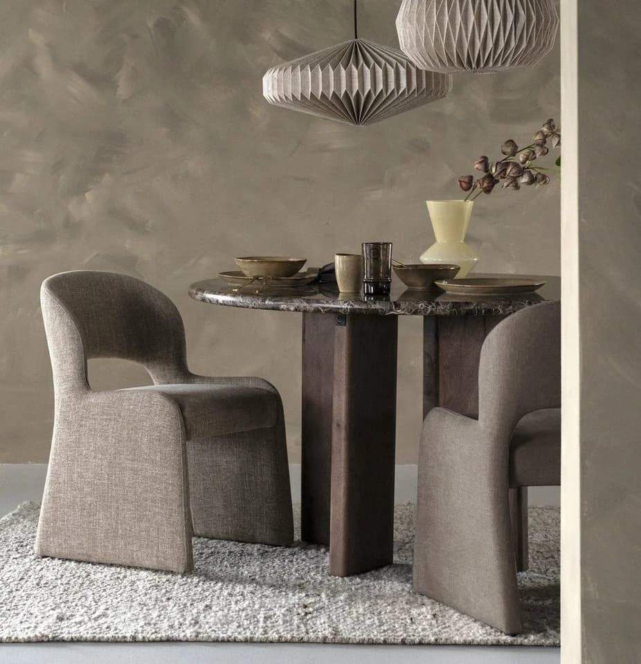 LEVEN Esstisch Lerida Marmor Mangoholz Rund Hotel-Chic - Bild 4