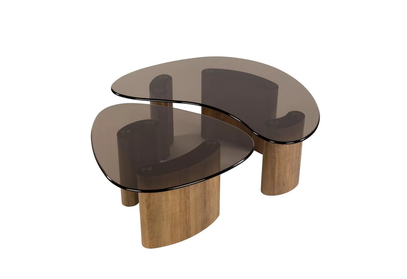 LEVEN Lifestyle Couchtisch-Set LUNA 2-tlg. mit Rauchglasplatte und Eichenoptik - Bild 5