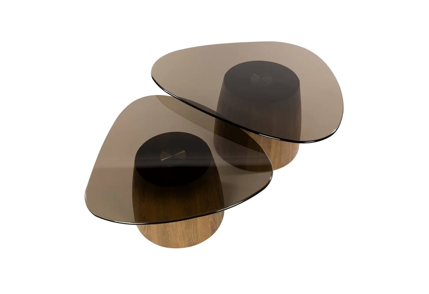LEVEN Lifestyle Couchtisch-Set KANSO 2-tlg. Rauchglas Eichenoptik