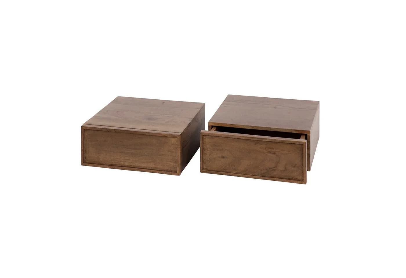 LEVEN Lifestyle Nachttisch FAME 2er Set schwebend massiv Akazienholz braun