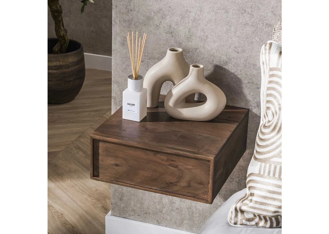 LEVEN Lifestyle Nachttisch FAME 2er Set schwebend massiv Akazienholz braun - Bild 2