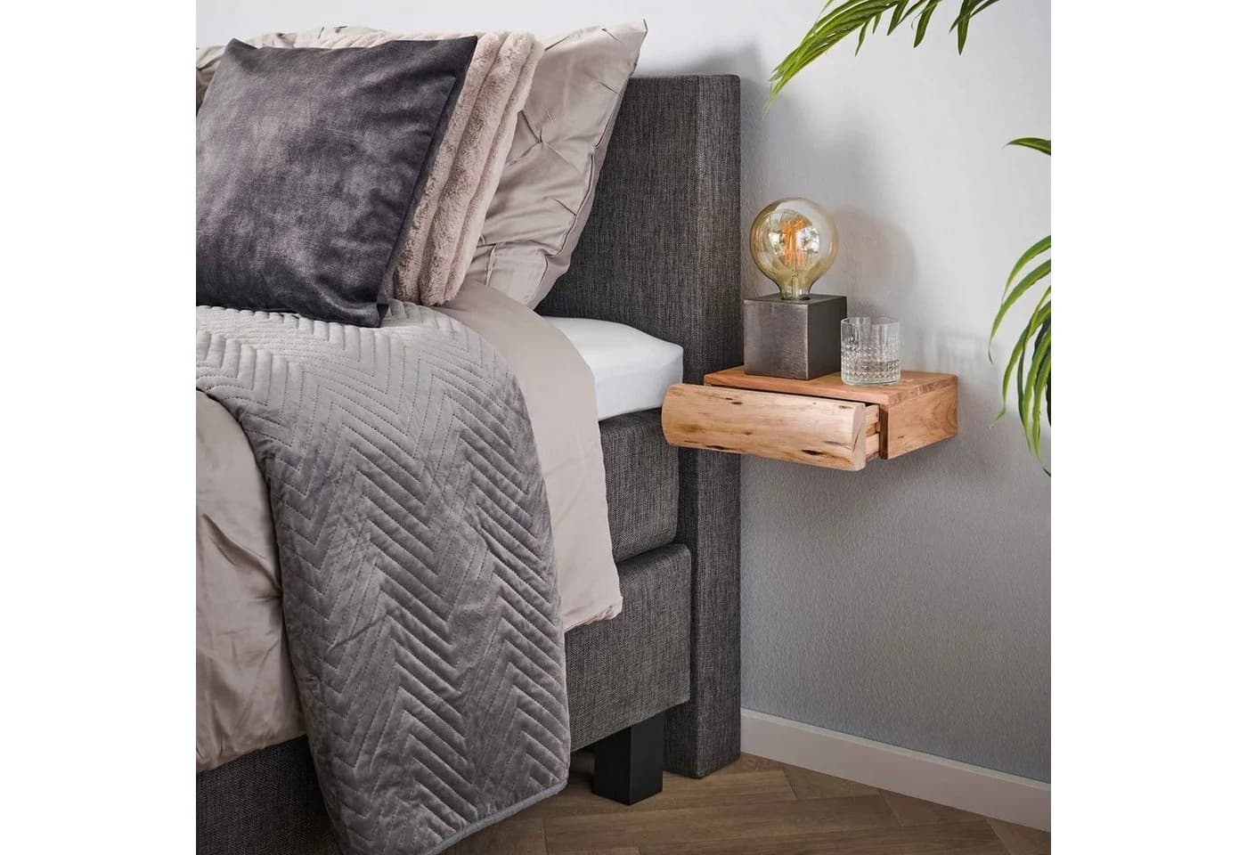 Maison ESTO Nachttisch 2er Set Baumstamm-Optik Akazienholz - Bild 5