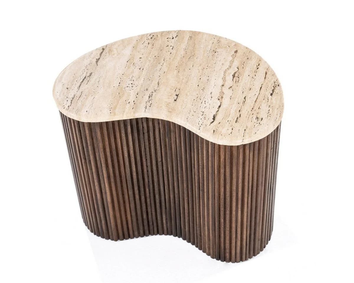 LEVEN Lifestyle Couchtisch LARIE Travertin Holz