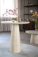 LEVEN Lifestyle Beistelltisch CALLATO rund aus Travertin Naturstein Beige Bild 2