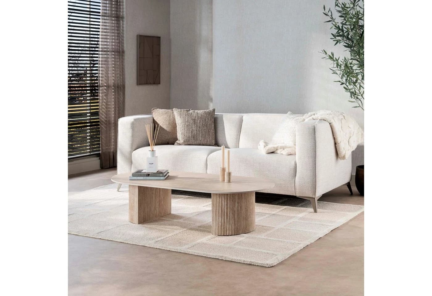 LEVEN Lifestyle Couchtisch FLORENZO Travertin-Optik Keramik - Bild 5
