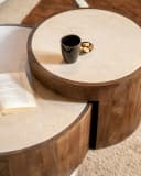 Maison ESTO Couchtisch Florenz 2´er Set aus Mangholz und Marmor Bild 1