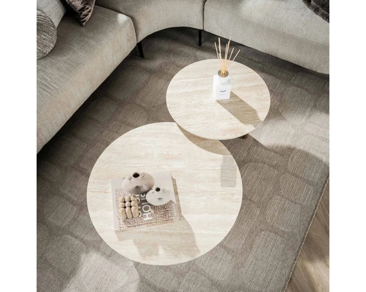 LEVEN Lifestyle Couchtisch VENEZIANA 2´er Set Travertinoptik Keramik - Bild 3