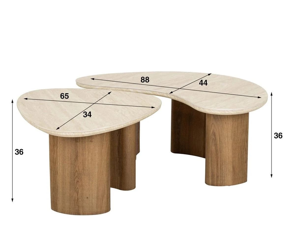 LEVEN Lifestyle Couchtisch TerraVita 2-er Set Beige Keramik - Bild 4