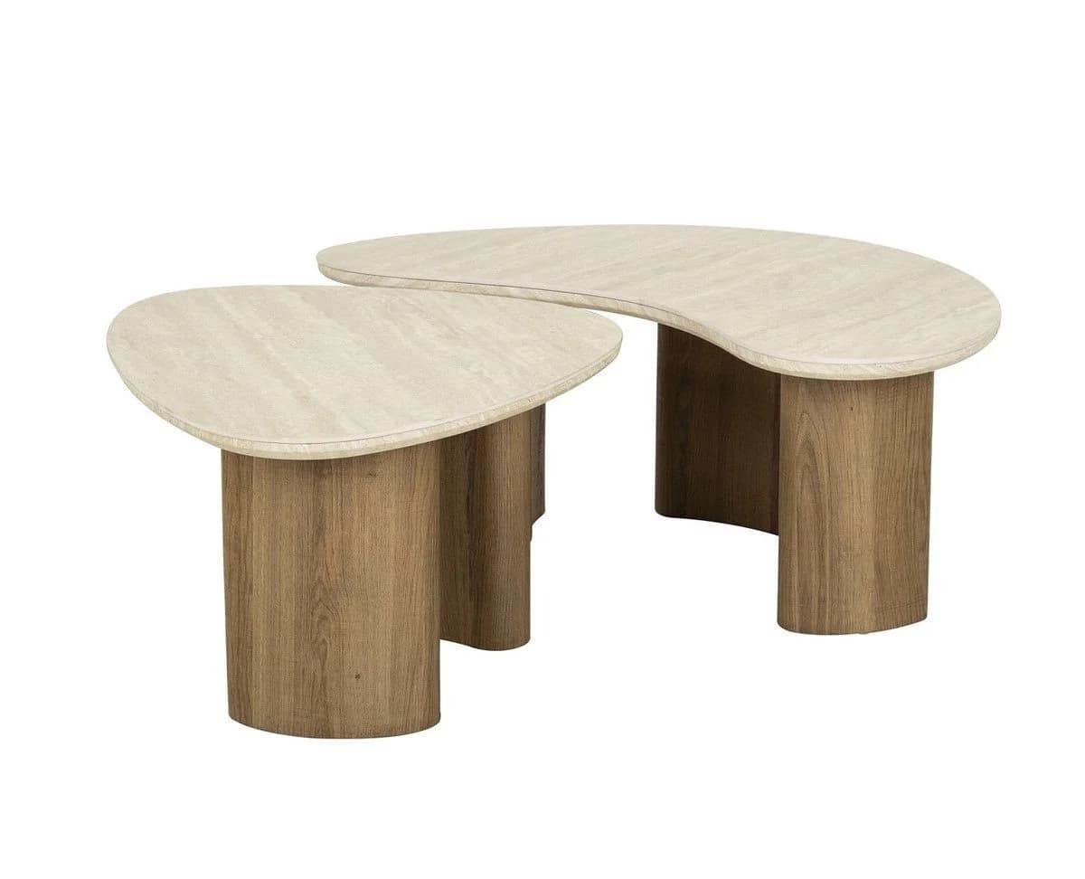 LEVEN Lifestyle Couchtisch TerraVita 2-er Set Beige Keramik - Bild 5