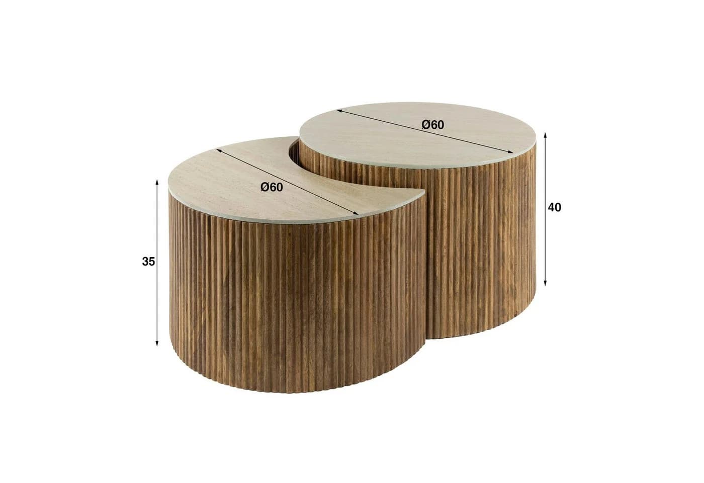 LEVEN Lifestyle Couchtisch 2er-Set ZEN STONE Travertin - Bild 4