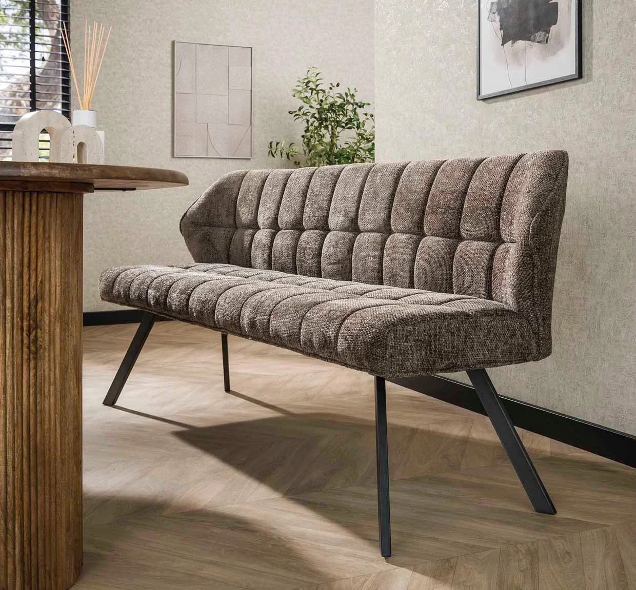LEVEN Lifestyle Essbank RIGO 180 cm mit Rückenlehne Küchenbank weicher Chenille - Bild 2
