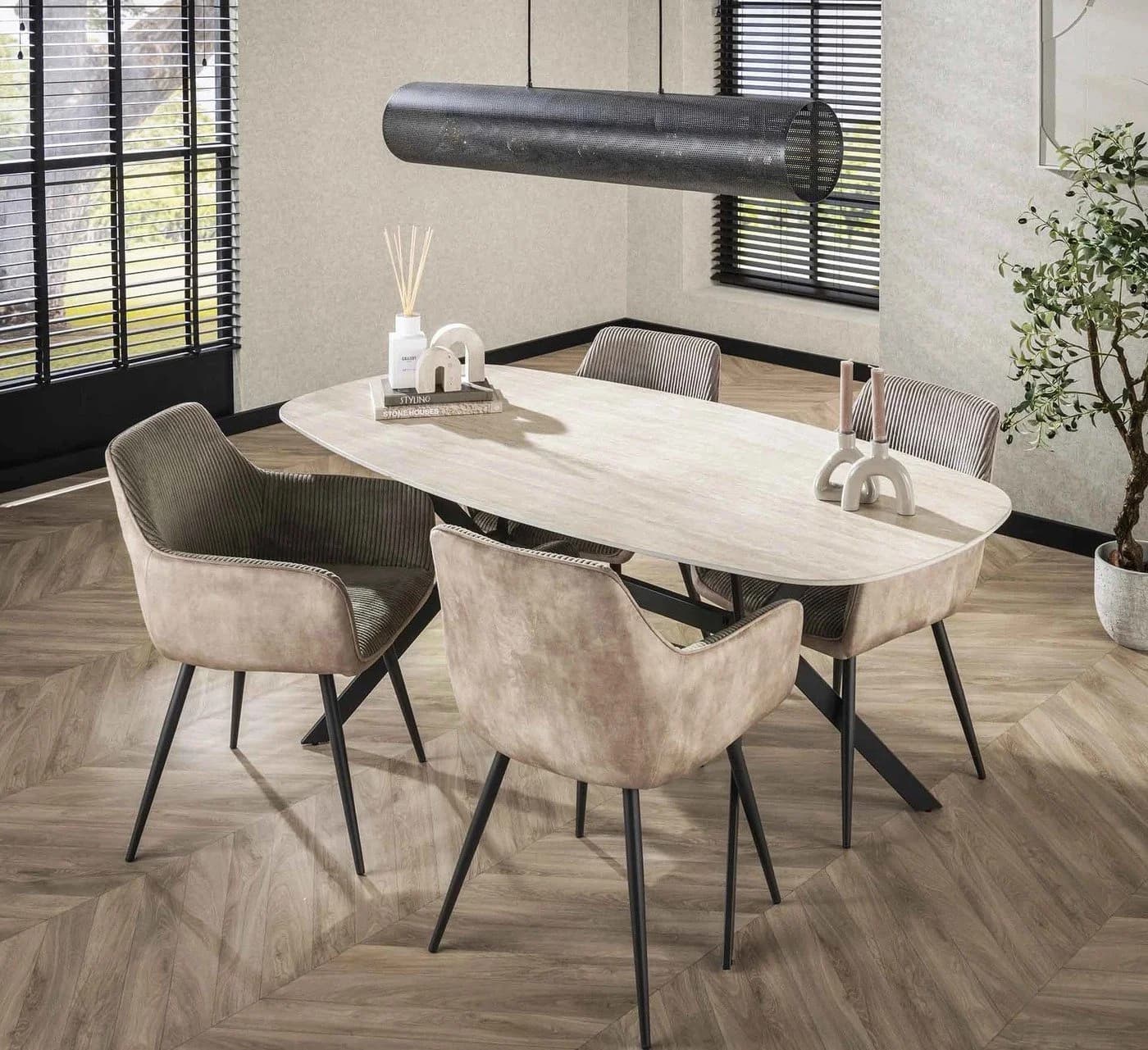 LEVEN Lifestyle Esstisch oval Keramik Travertin 180 cm beige - Bild 5