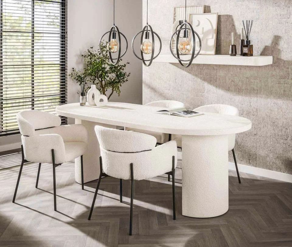 LEVEN Lifestyle Esstisch ASTONE oval Marmorverbundstoff Esszimmertisch 215 x 90 cm