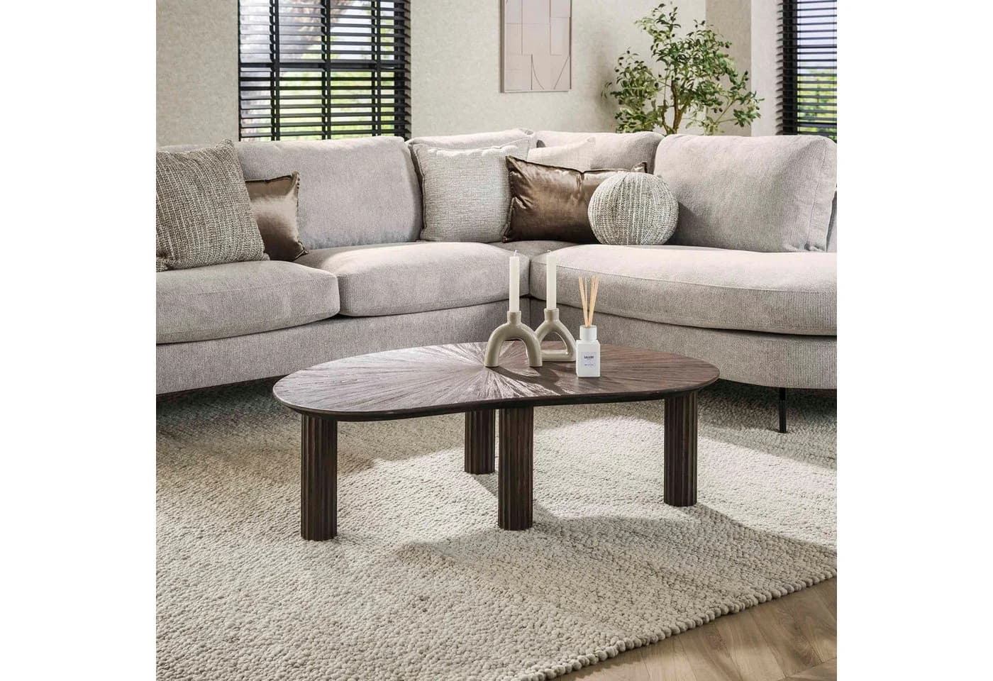 Maison ESTO Couchtisch MOJO Nierenförmig aus Teakholz Dunkelbraun - Bild 3