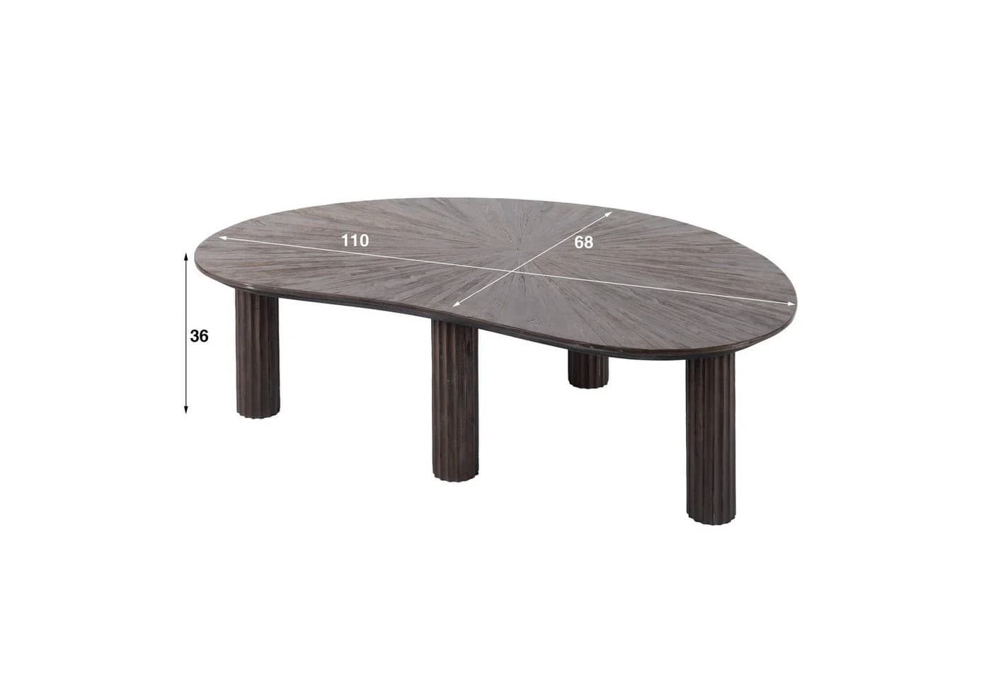 Maison ESTO Couchtisch MOJO Nierenförmig aus Teakholz Dunkelbraun - Bild 5