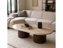Maison ESTO Couchtisch NACERA oval Naturstein Mangoholz beige-braun Bild 2