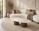 Maison ESTO Couchtisch NACERA oval Naturstein Mangoholz beige-braun Bild 3