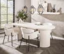 Maison ESTO Esstisch VALENTO oval Creme Marmor-Komposit Steinoptik Bild 1