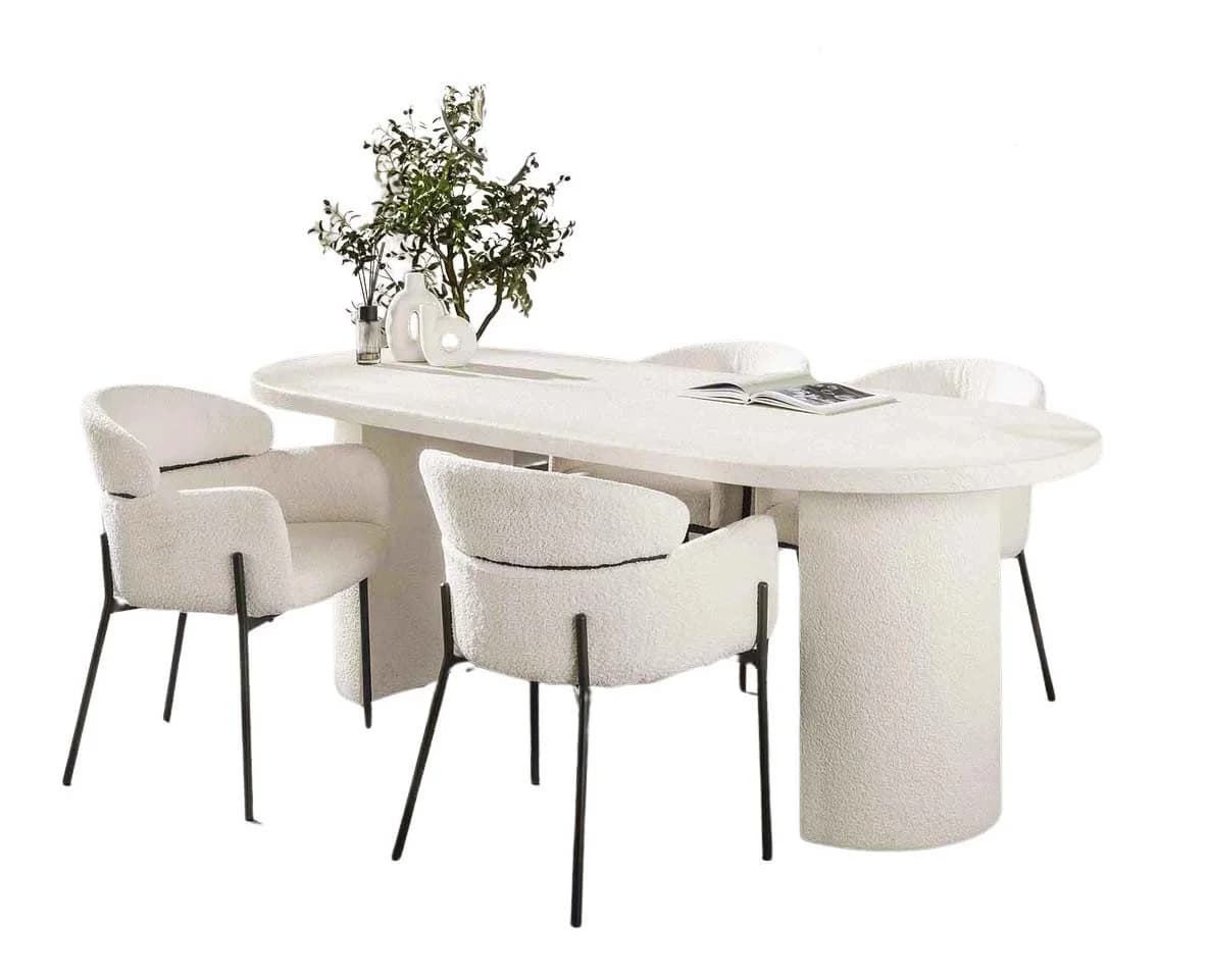 Maison ESTO Esstisch VALENTO oval Creme Marmor-Komposit Steinoptik - Bild 3