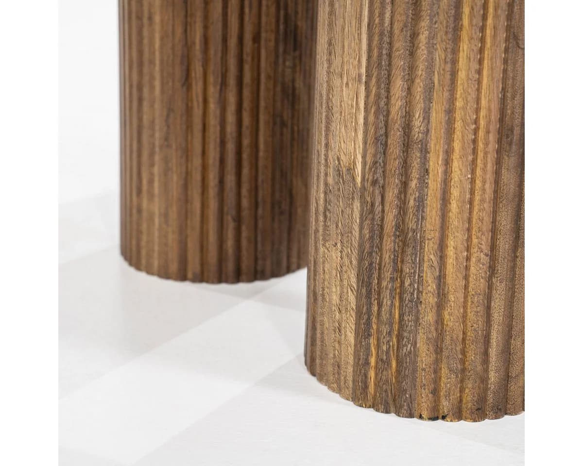 Maison ESTO Beistelltisch EVI rund aus Marmor und Mangoholz - Bild 5
