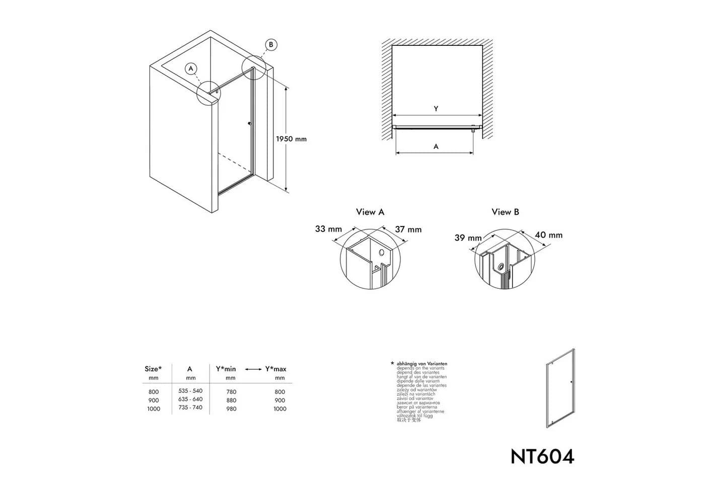 Bernstein Duschwand NT604 FLEX Nischendusche ESG Glas Nano - Bild 5
