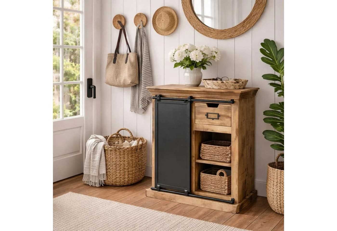 baario Kommode SELCE Industrial Massivholz Sideboard Schiebetür