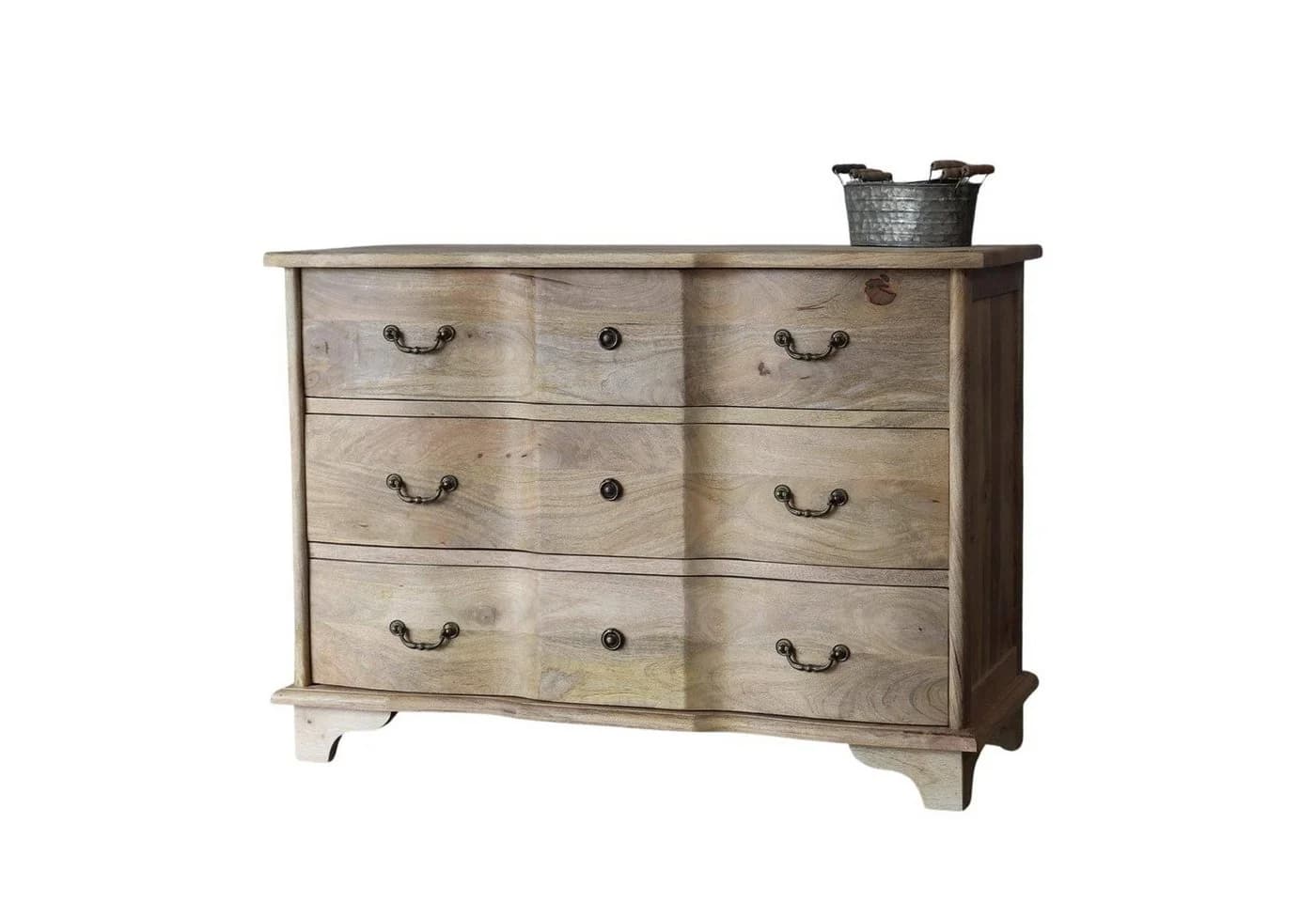 baario Kommode ARZANO braun massiv, Mangoholz Schubladenkommode Antik Design - Bild 2