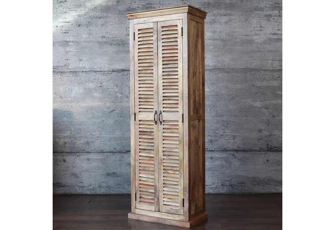 baario Schuhschrank MAREDA massiv Mangoholz antikbraun Shabby - Bild 4