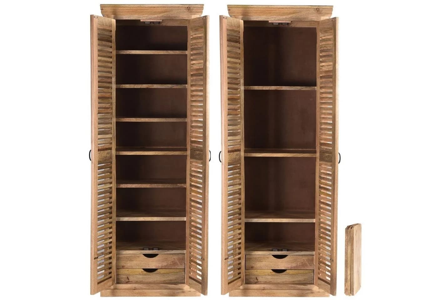 baario Schuhschrank MAREDA massiv Mangoholz antikbraun Shabby - Bild 5