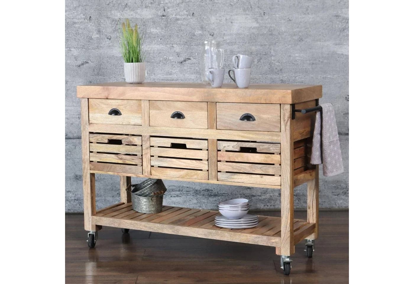 baario Küchenwagen ZAGON Mangoholz Kücheninsel Braun - Bild 4
