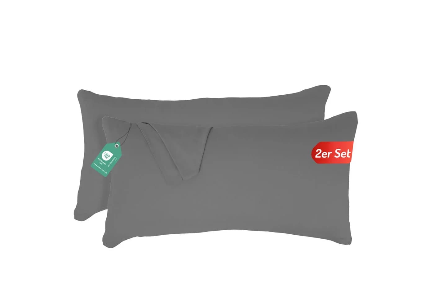 Livessa Kissenbezug 2er Set Baumwolle Single-Jersey 140 g/m² Verdeckter Reißverschluss