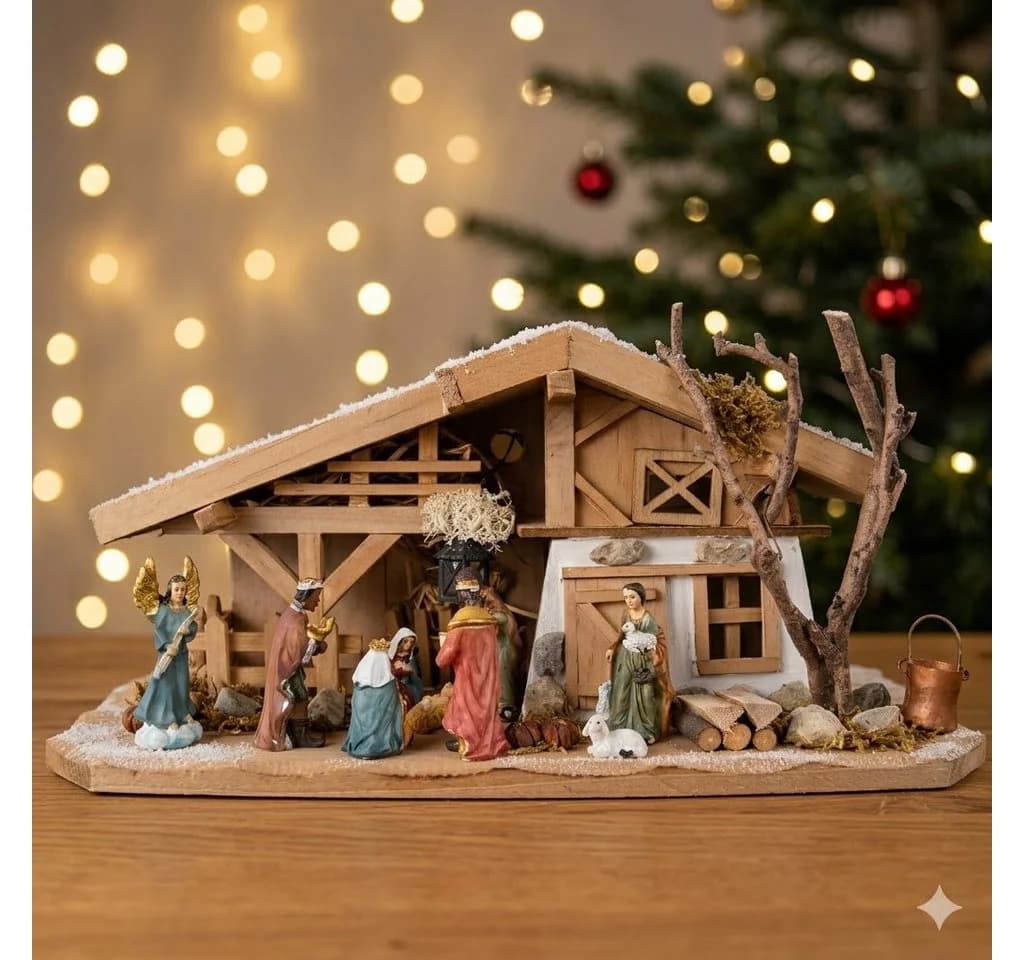 Krippenursel Weihnachtskrippe Gersdorf 11-tlg. Handbemalte Figuren