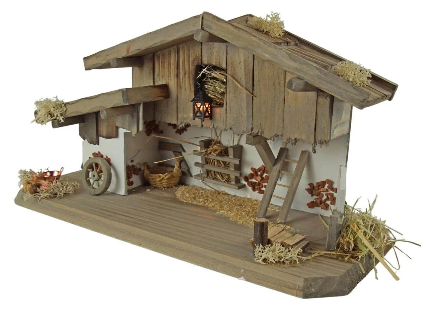 Krippenursel Weihnachtskrippe Eismannsberg 12-tlg. Handarbeit Holz Moos Heu - Bild 4