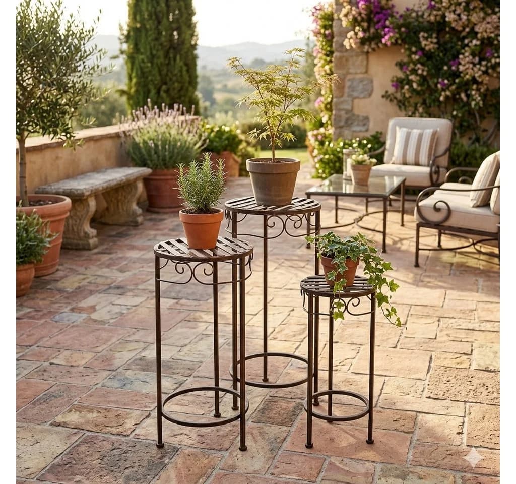 GerrysGardenAustria Beistelltisch 3er Set Braun Metall