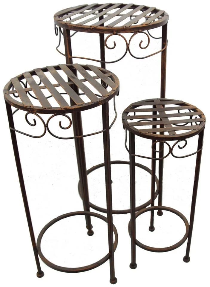 GerrysGardenAustria Beistelltisch 3er Set Braun Metall - Bild 2