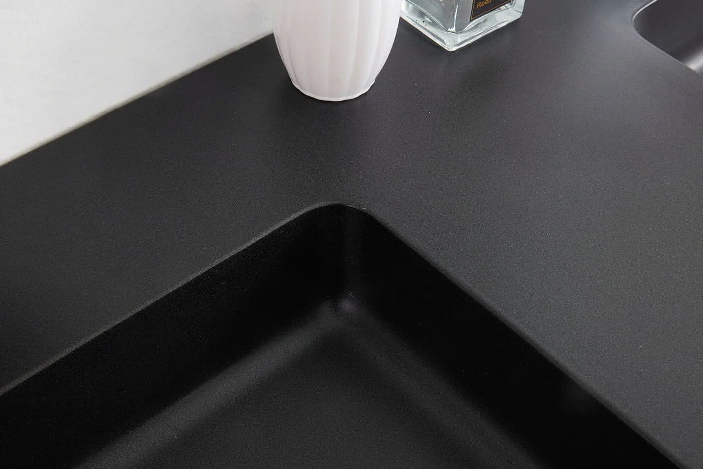 Bernstein Doppelwaschtisch BA8016 163cm Quarz Schwarz mit Ablagefläche - Bild 5