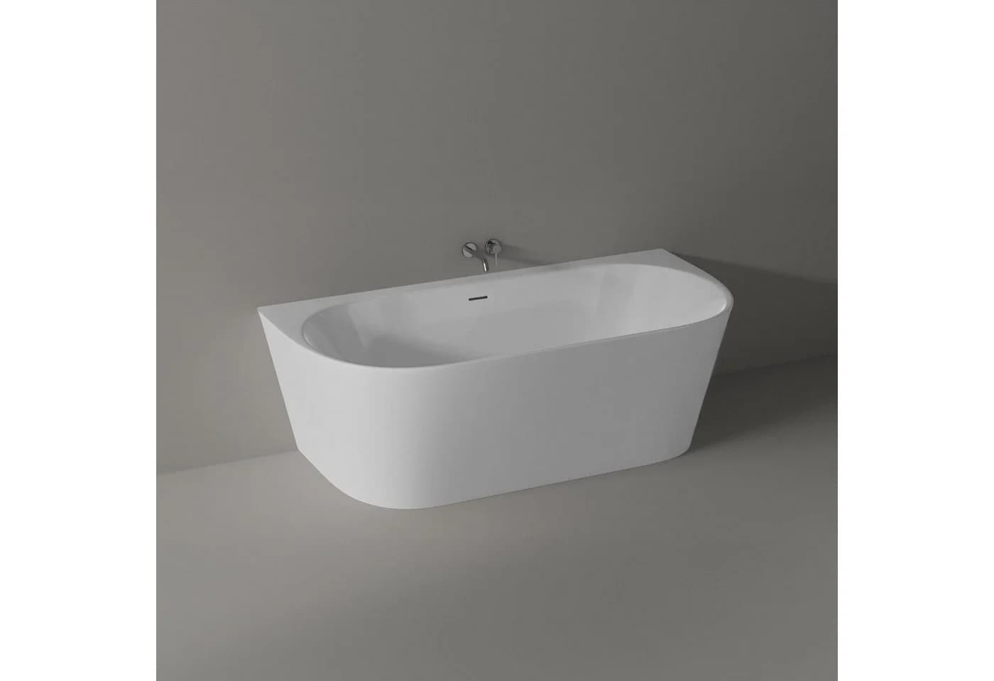 Moderne Ovale Halb Freistehende Badewanne aus Acryl