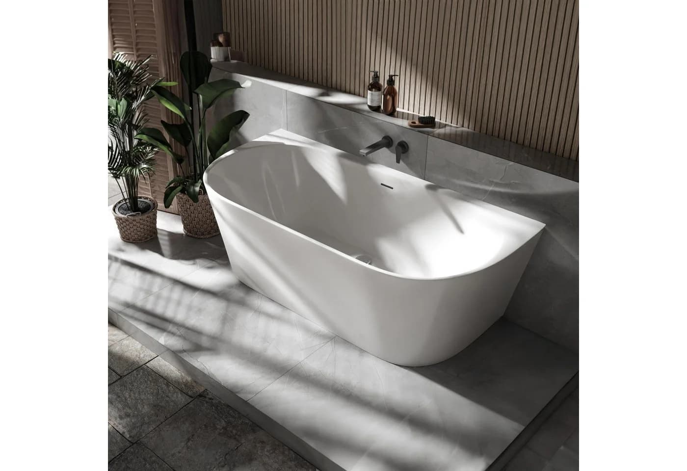 Moderne Ovale Halb Freistehende Badewanne aus Acryl - Bild 2