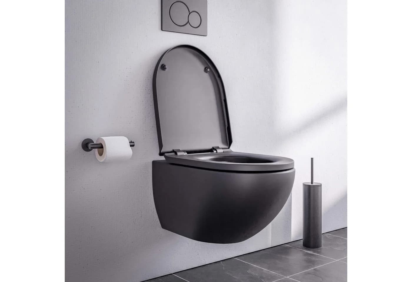 Bernstein Tiefspül-WC E-9030 Wand-WC Schwarz Spülrandlos