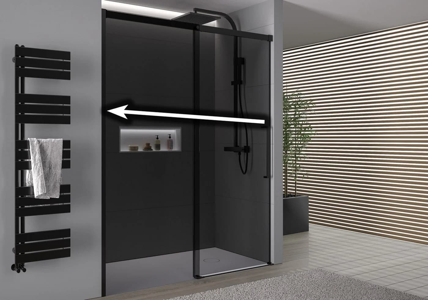 Bernstein Duschwand DX906 FLEX ESG Grauglas Schwarz Matt Soft-Close