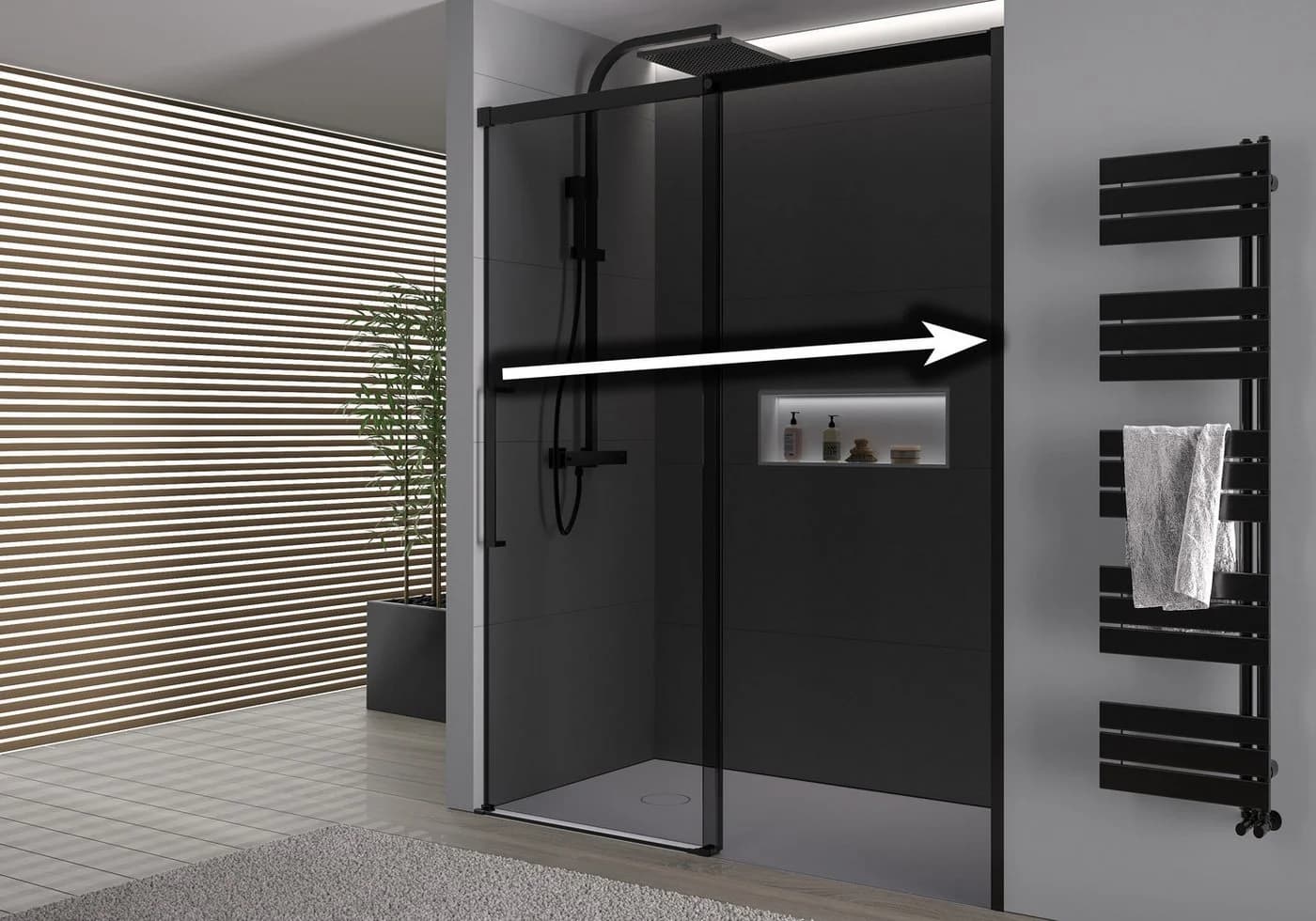 Bernstein Duschwand DX906 FLEX ESG Grauglas Schwarz Matt Soft-Close - Bild 3